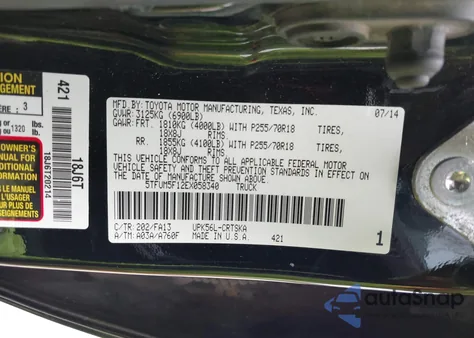 2014 Toyota Tundra Sr 4.6L V8 from USA, damaged, VIN 5TFUM5F12EX058340